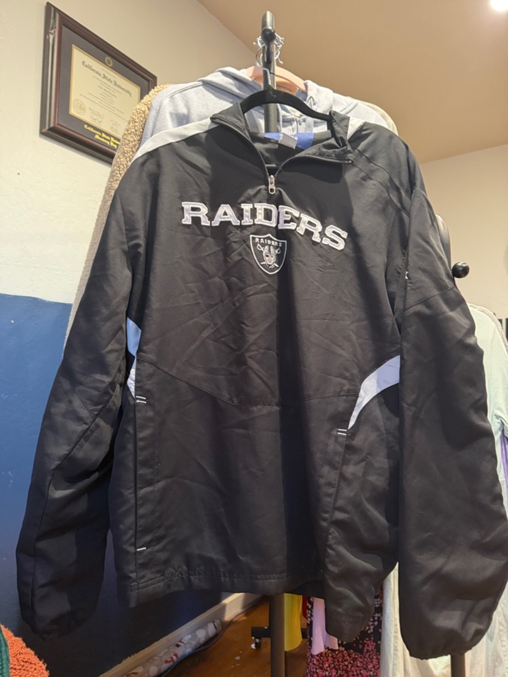 NFL Raiders Black and Silver Pullover Jacket